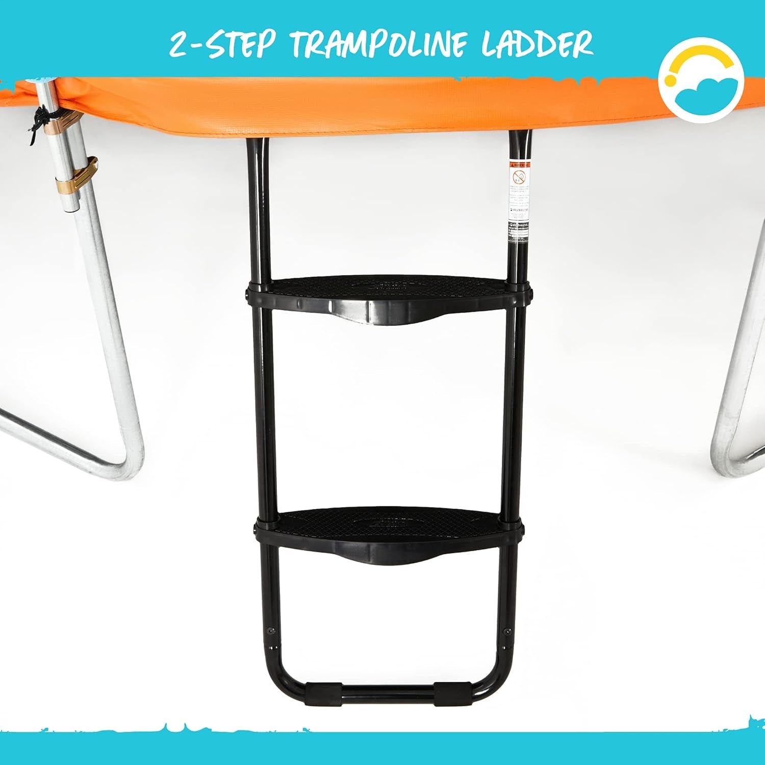 Two-Steps Universal Trampoline Ladder - Wide-Step Ladder for Trampoline - Heavy-Duty Steel Ladder with Non-Slip Plastic Steps - Trampoline Parts and Accessories - Durable and Easy Install