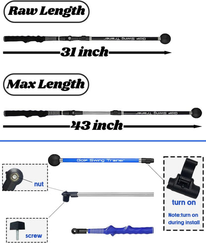 Golf Swing Trainer Aid - Golf Training Aid to Improve Hinge, Forearm Rotation, Shoulder Turna and Grip.Portable Collapsible Swing Trainer Equipped with Golf Grip Trainer