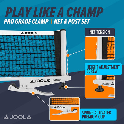 Snapper-Indoor Table Tennis Net Set Leisure Sports Height Adjustable with Locking Screw Clamping Technology Silver/Black, One Size