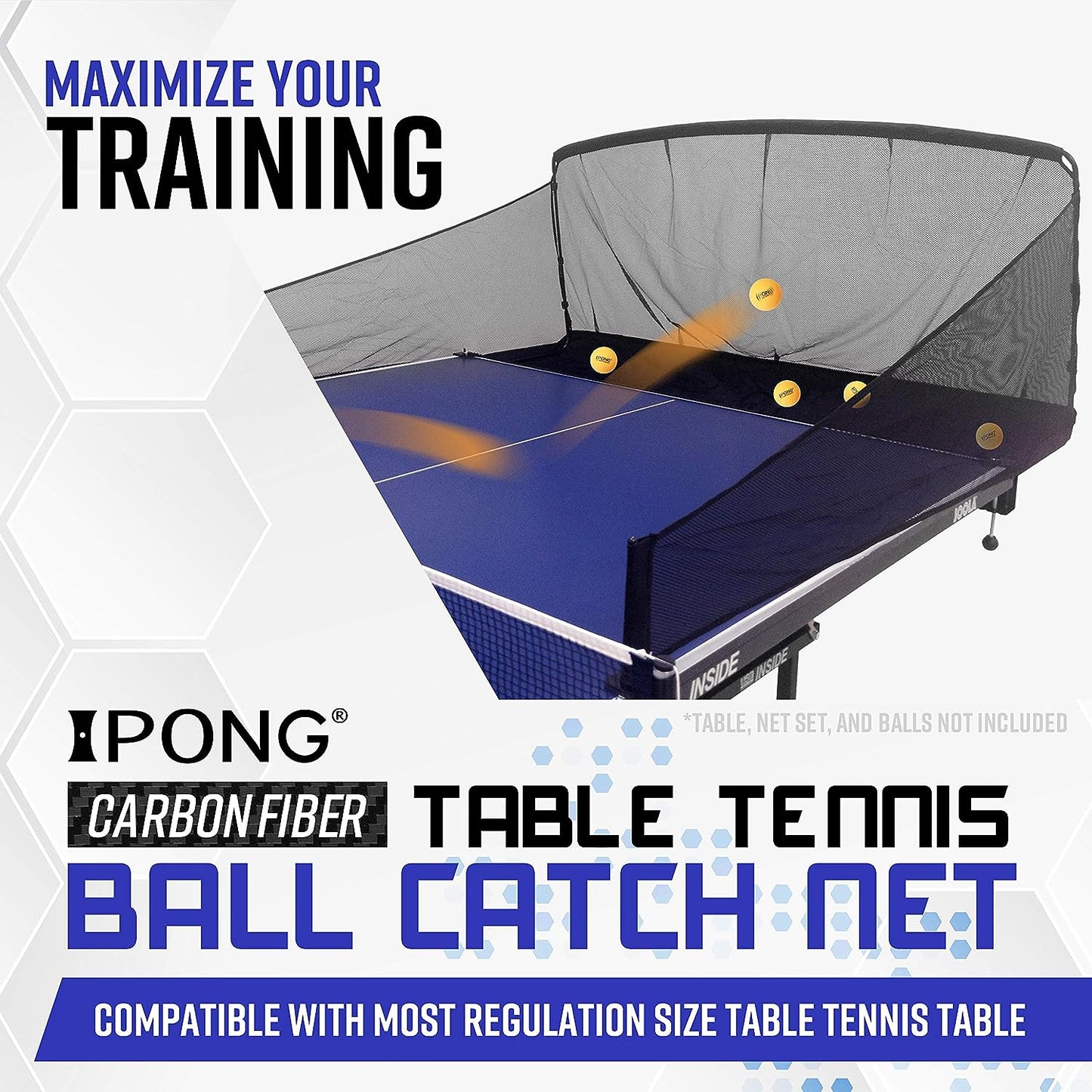 21140 Carbon Fiber Table Tennis Ball Catch Net Gray/Black