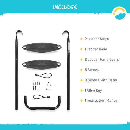 Two-Steps Universal Trampoline Ladder - Wide-Step Ladder for Trampoline - Heavy-Duty Steel Ladder with Non-Slip Plastic Steps - Trampoline Parts and Accessories - Durable and Easy Install