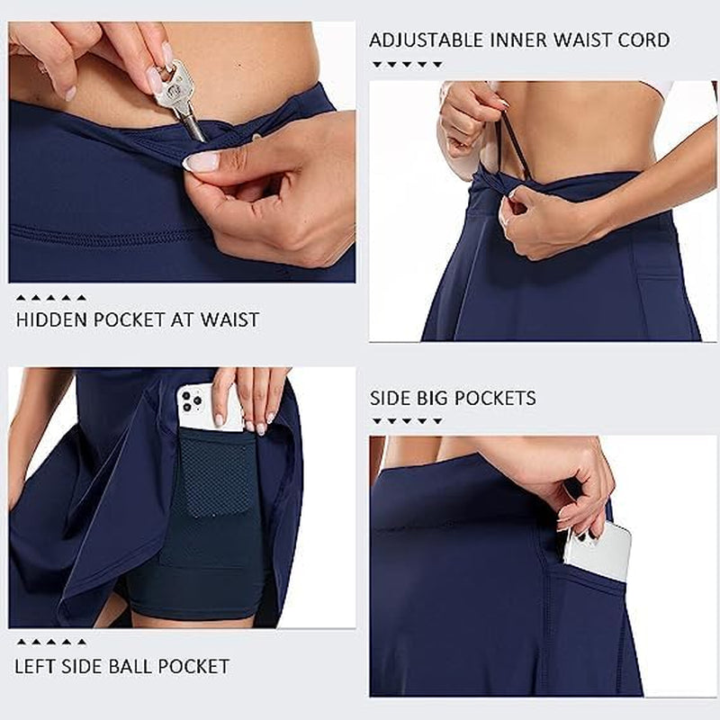 Women'S 20" Knee Length Skorts Skirts Tennis Athletic Golf Causal Skort with 4 Pockets