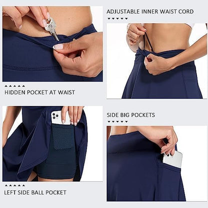 Women'S 20" Knee Length Skorts Skirts Tennis Athletic Golf Causal Skort with 4 Pockets